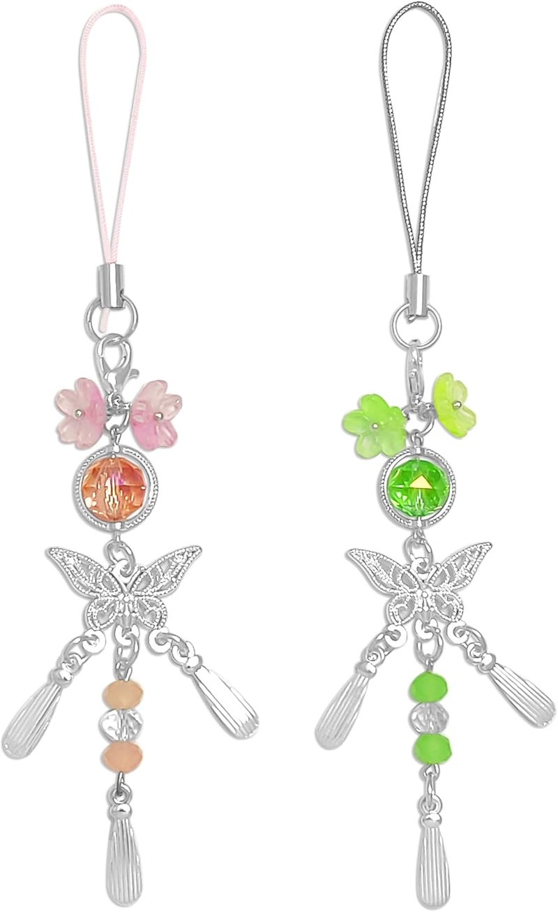 cioatu Y2K Cute Phone Charms Set - Aesthetic Cherry,Flower, Butterfly & Star Cell Phone Straps, Kawaii PhoneAccessories for Bag Keychain, AirPods, Camera Decor - Image 1